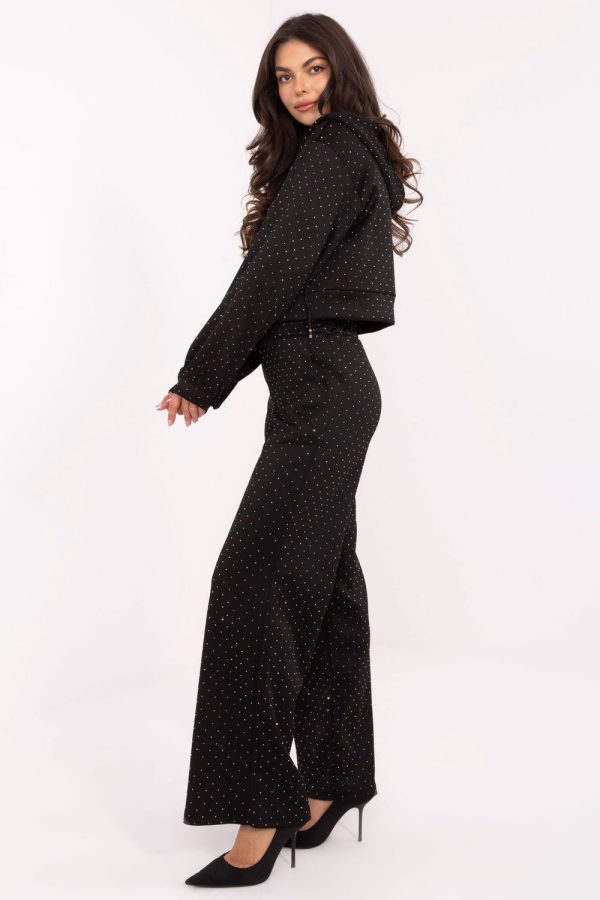 Black Set in Pants, Trousers, Shorts with Polyester and Viscose