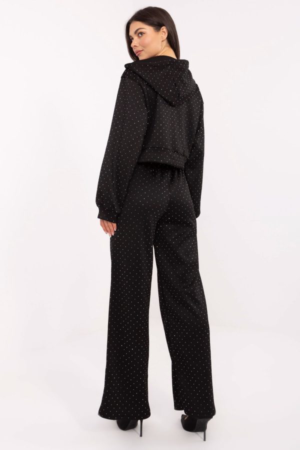 Black Set in Pants, Trousers, Shorts with Polyester and Viscose