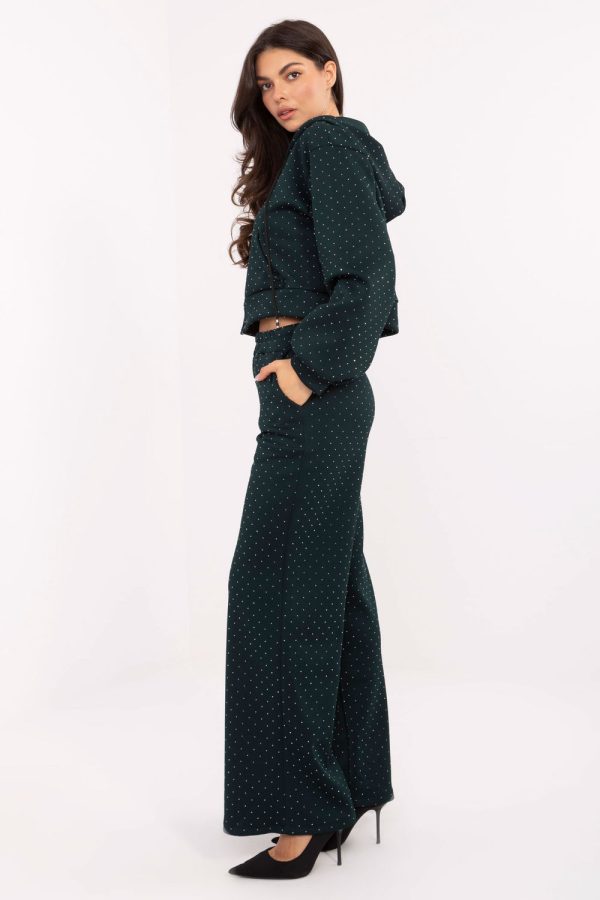 Green Set in Pants, Trousers, Shorts with Polyester and Viscose