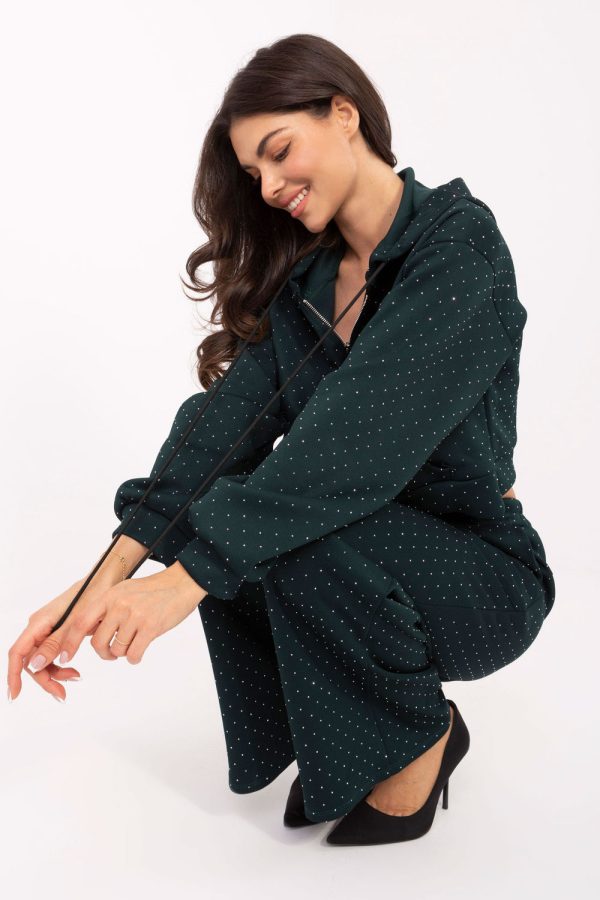 Green Set in Pants, Trousers, Shorts with Polyester and Viscose