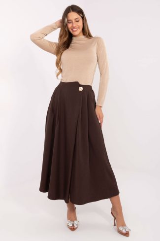 Brown Skirt in Skirts with Spandex and Polyester