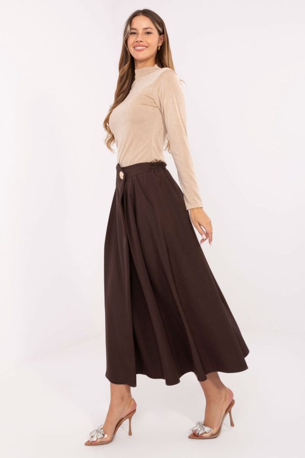 Brown Skirt in Skirts with Spandex and Polyester