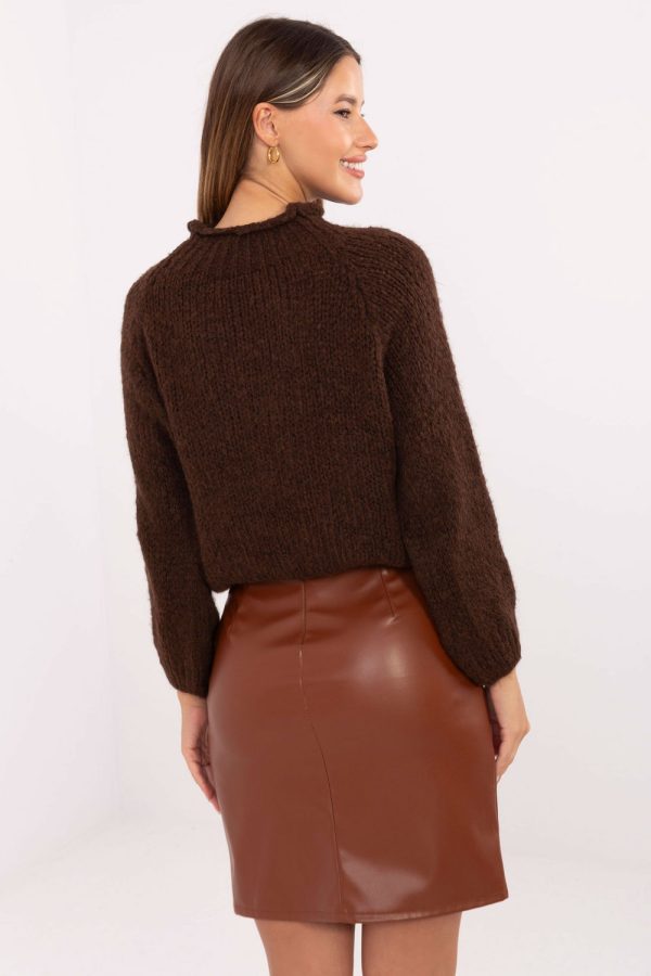Brown Short Skirt in Skirts with Polyurethane and Polyester