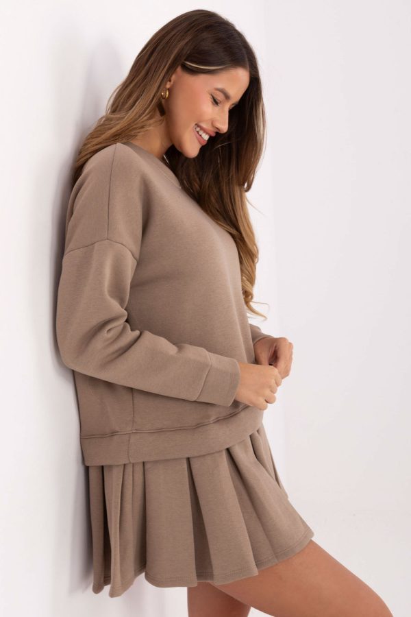 Beige Daydress in Day Dresses with Cotton and Spandex