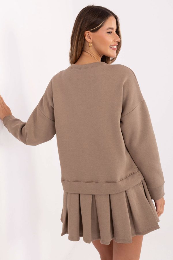 Beige Daydress in Day Dresses with Cotton and Spandex