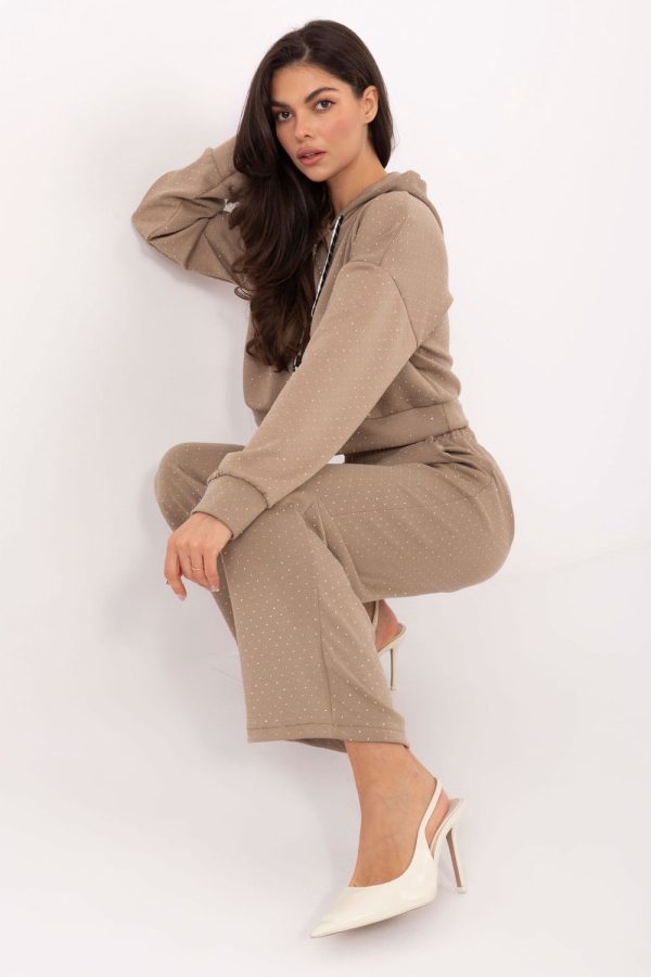 Beige Set in Pants, Trousers, Shorts with Polyester and Viscose