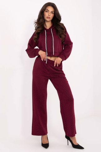 Red Set in Pants, Trousers, Shorts with Polyester and Viscose