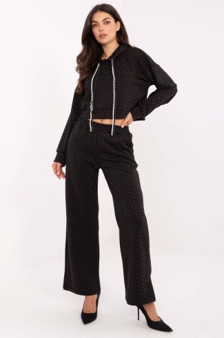 Black Set in Pants, Trousers, Shorts with Polyester and Viscose