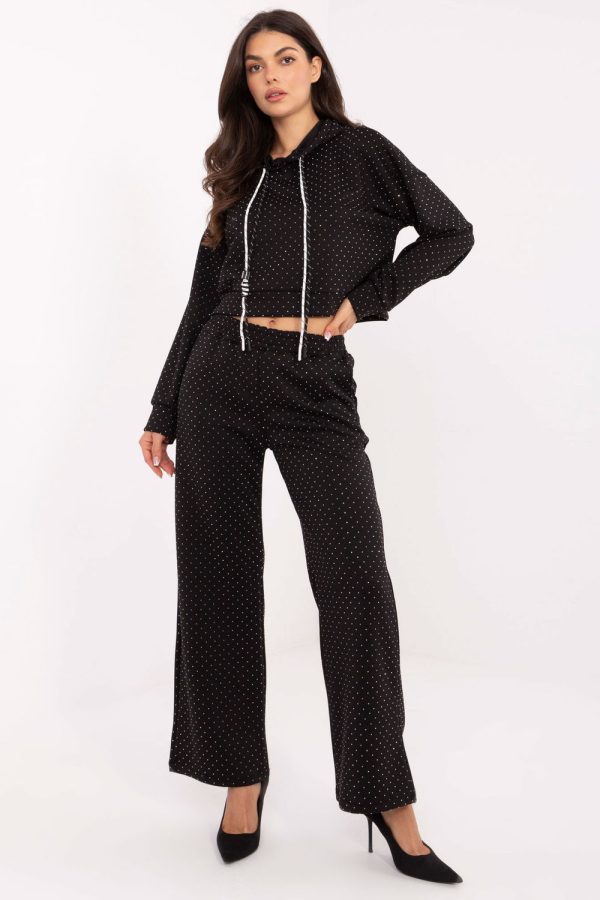 Black Set in Pants, Trousers, Shorts with Polyester and Viscose