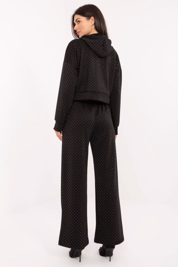 Black Set in Pants, Trousers, Shorts with Polyester and Viscose