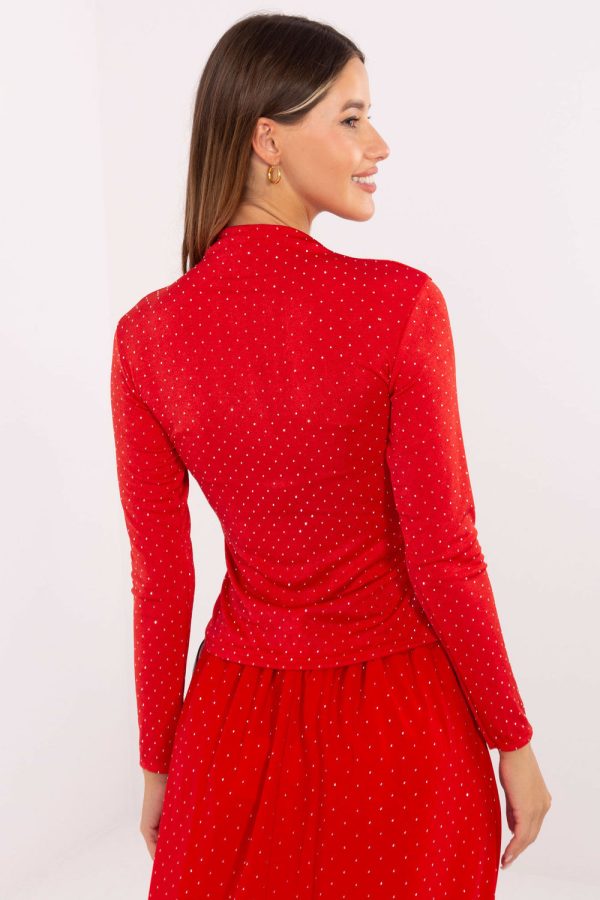 Red Blouse in Women`s Blouses, Tunics with Polyester and Viscose