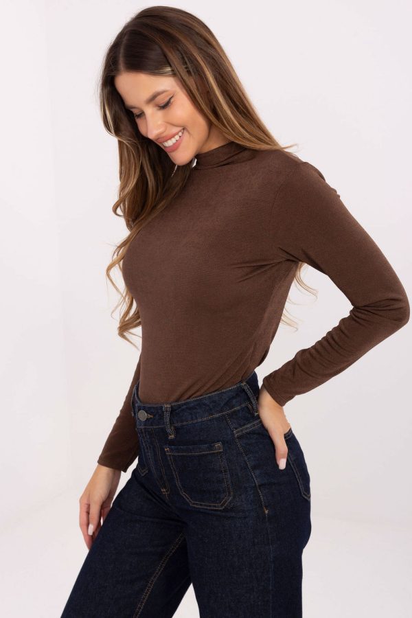Brown Blouse in Women`s Blouses, Tunics with Polyester and Viscose
