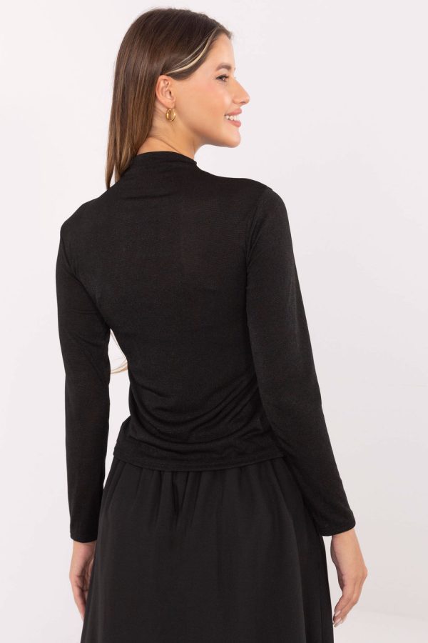 Black Blouse in Women`s Blouses, Tunics with Polyester and Viscose