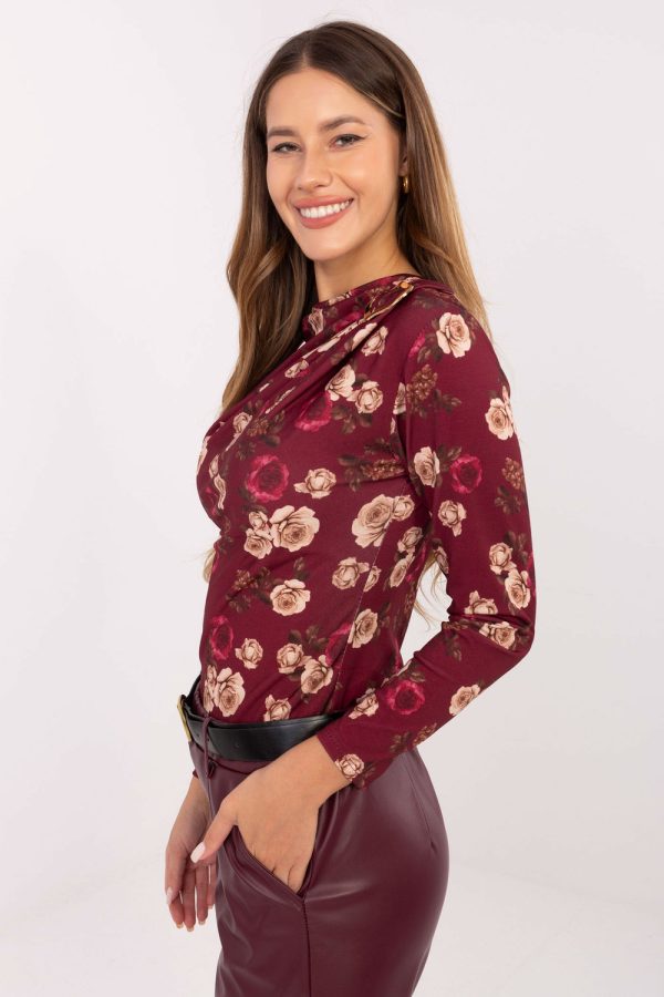Red Blouse in Women`s Blouses, Tunics with Polyester and Viscose