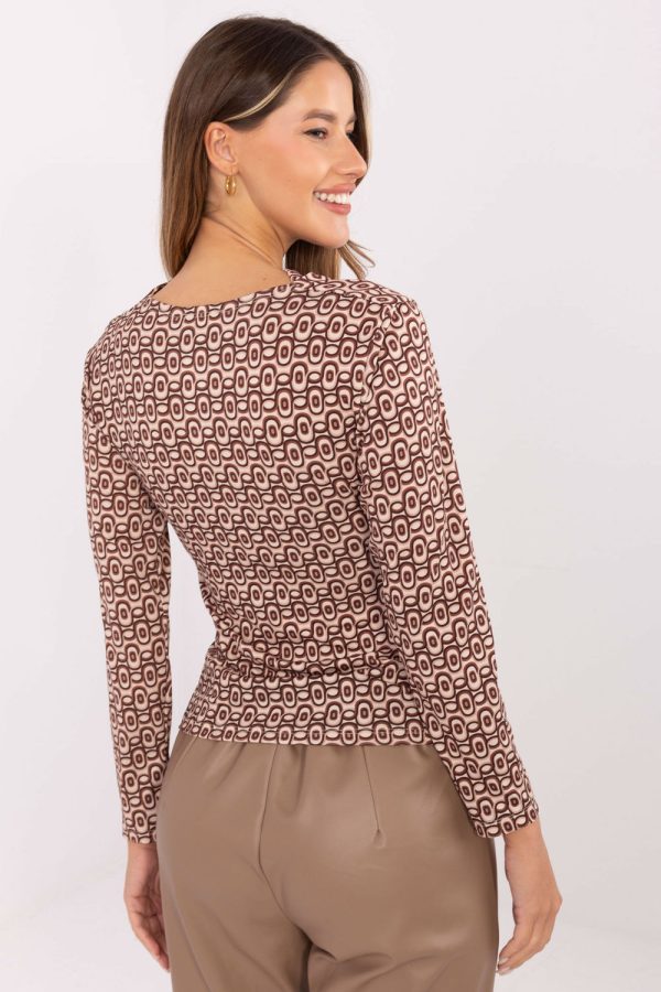 Beige Blouse in Women`s Blouses, Tunics with Polyester and Viscose