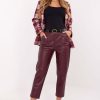 Red Women Trousers in Pants, Trousers, Shorts with Polyurethane and Polyester