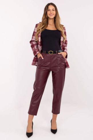 Red Women Trousers in Pants, Trousers, Shorts with Polyurethane and Polyester