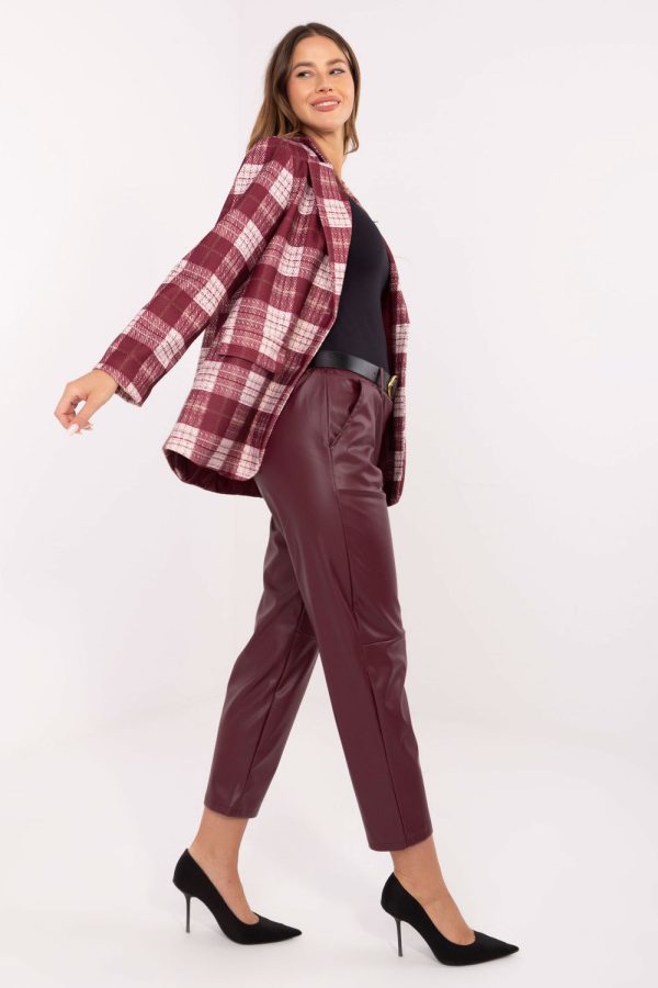 Red Women Trousers in Pants, Trousers, Shorts with Polyurethane and Polyester