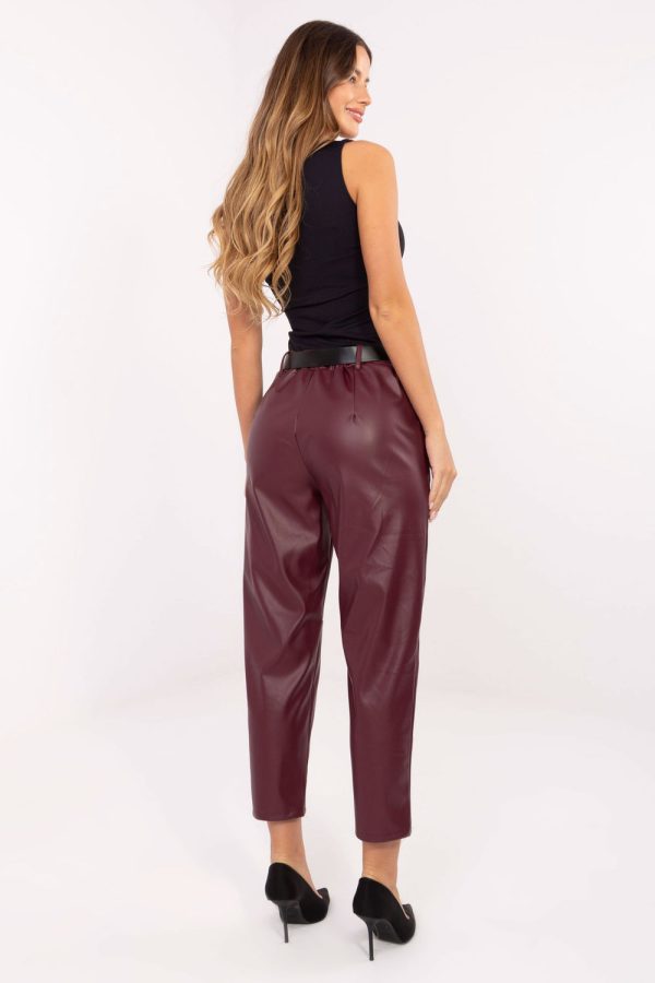 Red Women Trousers in Pants, Trousers, Shorts with Polyurethane and Polyester