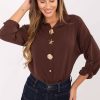 1097523 Brown Long Sleeve Shirt in Shirts For Women with Spandex, Polyester and Viscose