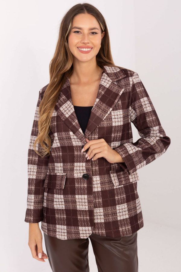 Brown Jacket in Jackets, Vests For Women with Spandex and Polyester