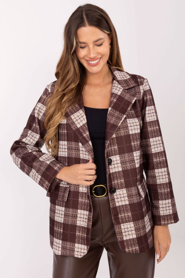 Brown Jacket in Jackets, Vests For Women with Spandex and Polyester