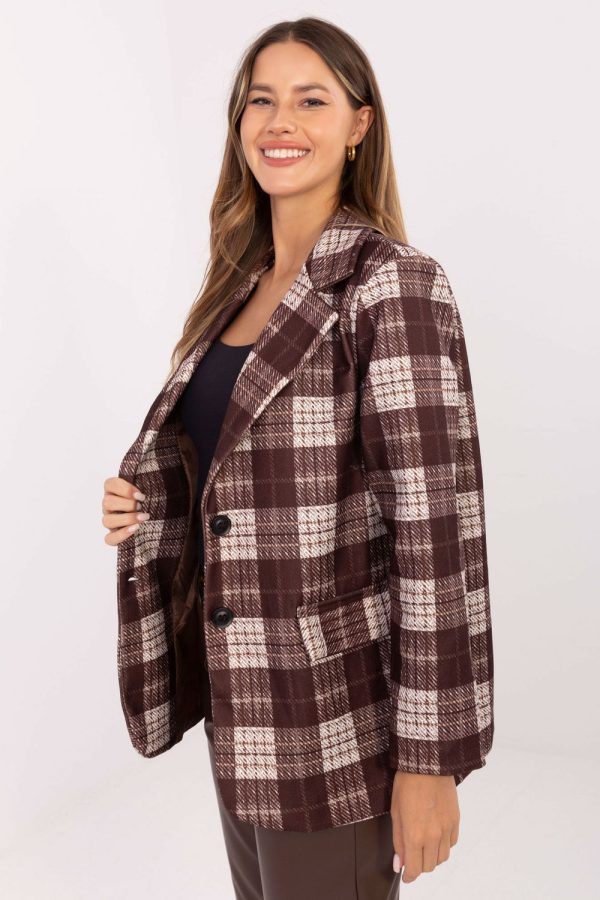 Brown Jacket in Jackets, Vests For Women with Spandex and Polyester