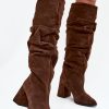 1097557.jpg Brown Heel Boots in Over The Knee High Boots, Thigh High Boots with Fabric, Warmers, Footbed, Upper Height and Heel Height