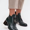 Green Heel Boots in Women`s Ankle Boots & Booties with Fabric, Warmers, Footbed, Upper Height and Heel Height
