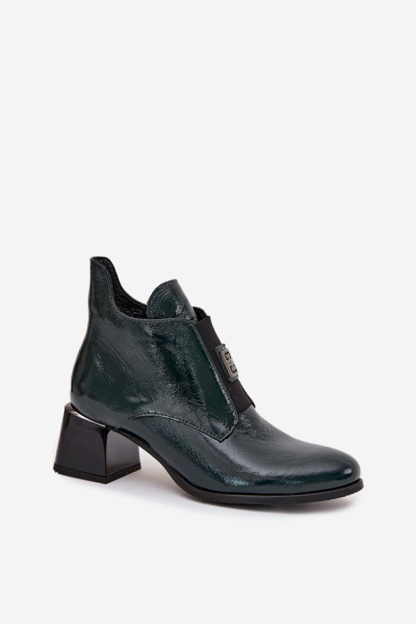 Green Heel Boots in Women`s Ankle Boots & Booties with Fabric, Warmers, Footbed, Upper Height and Heel Height
