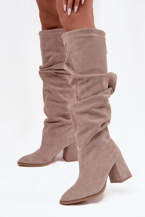 Beige Heel Boots