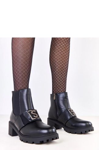 1097588 Black Heel Boots in Women`s Ankle Boots & Booties with Fabric, Footbed, Upper Height and Heel Height