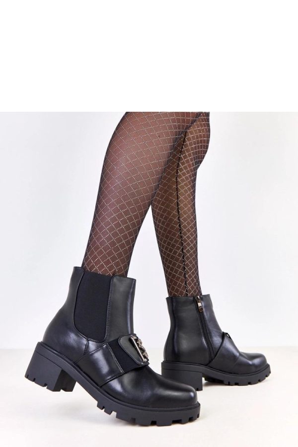 Black Heel Boots in Women`s Ankle Boots & Booties with Fabric, Footbed, Upper Height and Heel Height