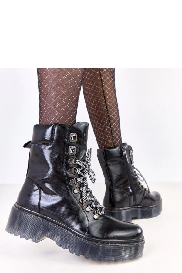 Black Bootie.Fabric, Footbed, Upper Height and Heel Height