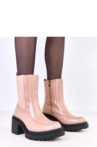 1097604 Beige Heel Boots in Women`s Ankle Boots & Booties with Fabric, Footbed, Upper Height and Heel Height