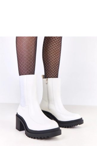 1097607 White Heel Boots in Women`s Ankle Boots & Booties with Fabric, Footbed, Upper Height and Heel Height