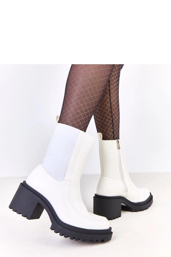 White Heel Boots in Women`s Ankle Boots & Booties with Fabric, Footbed, Upper Height and Heel Height