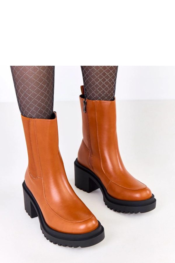 Brown Heel Boots in Women`s Ankle Boots & Booties with Fabric, Footbed, Upper Height and Heel Height