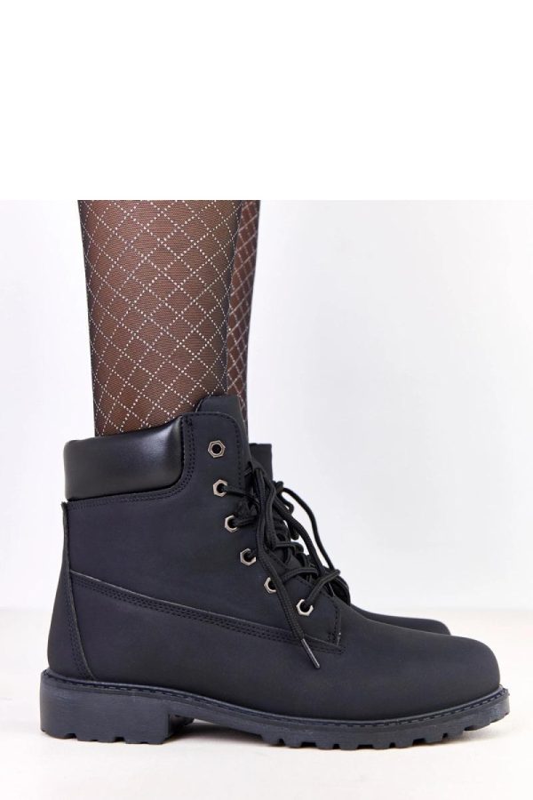 Black Trapper Shoes.Fabric, Footbed, Upper Height and Heel Height