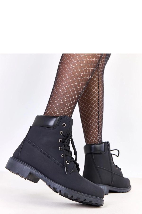 Black Trapper Shoes.Fabric, Footbed, Upper Height and Heel Height