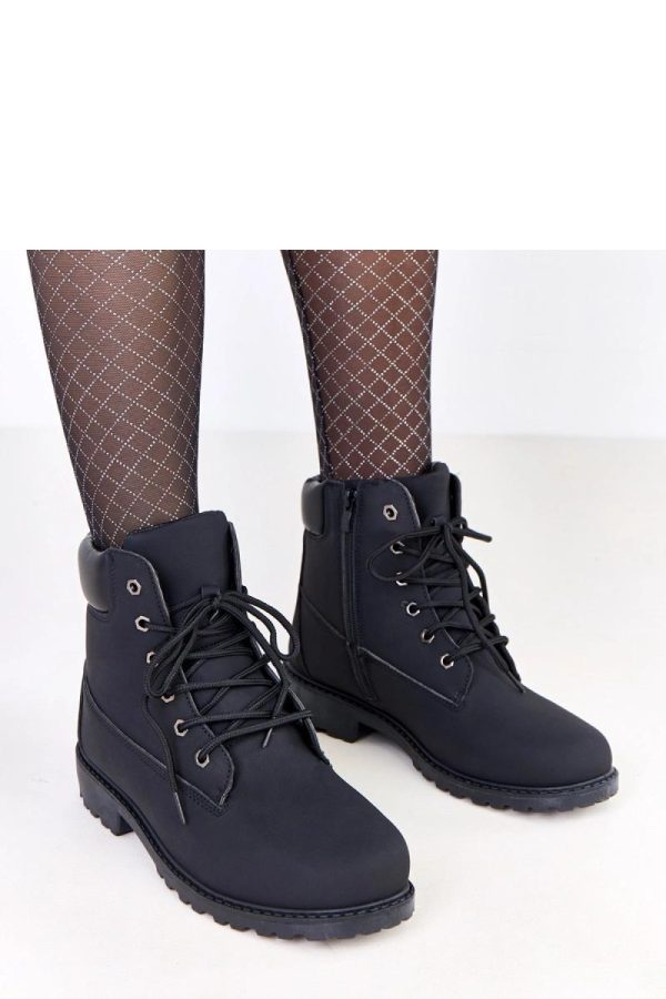 Black Trapper Shoes.Fabric, Footbed, Upper Height and Heel Height