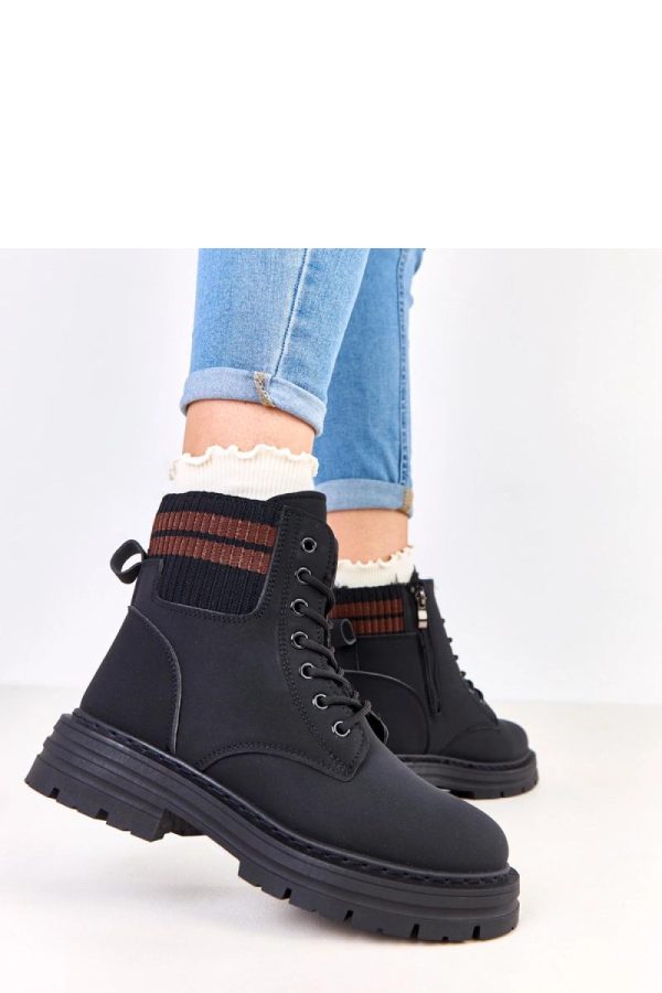 Black Trapper Shoes in Women`s Ankle Boots & Booties with Fabric, Warmers, Footbed, Upper Height and Heel Height