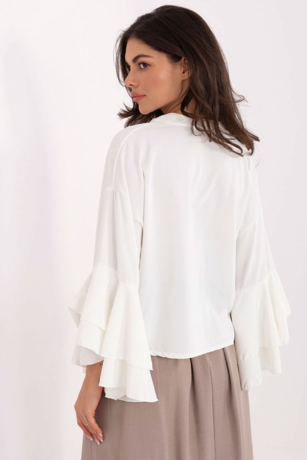 Beige Long Sleeve Shirt in Shirts For Women with Spandex and Polyester