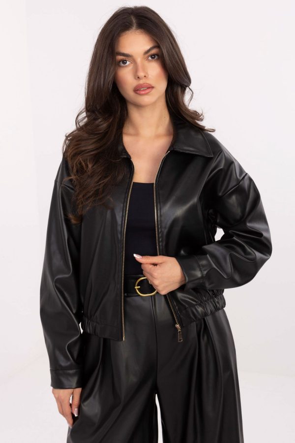 Black Jacket in Women`s Coats, Jackets with Polyurethane and Polyester