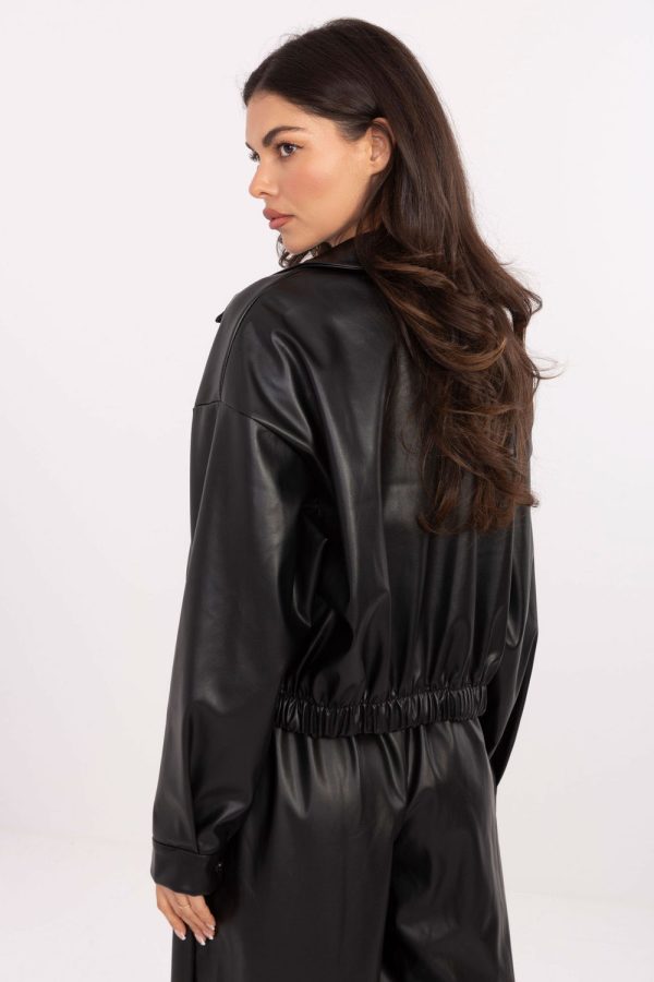 Black Jacket in Women`s Coats, Jackets with Polyurethane and Polyester