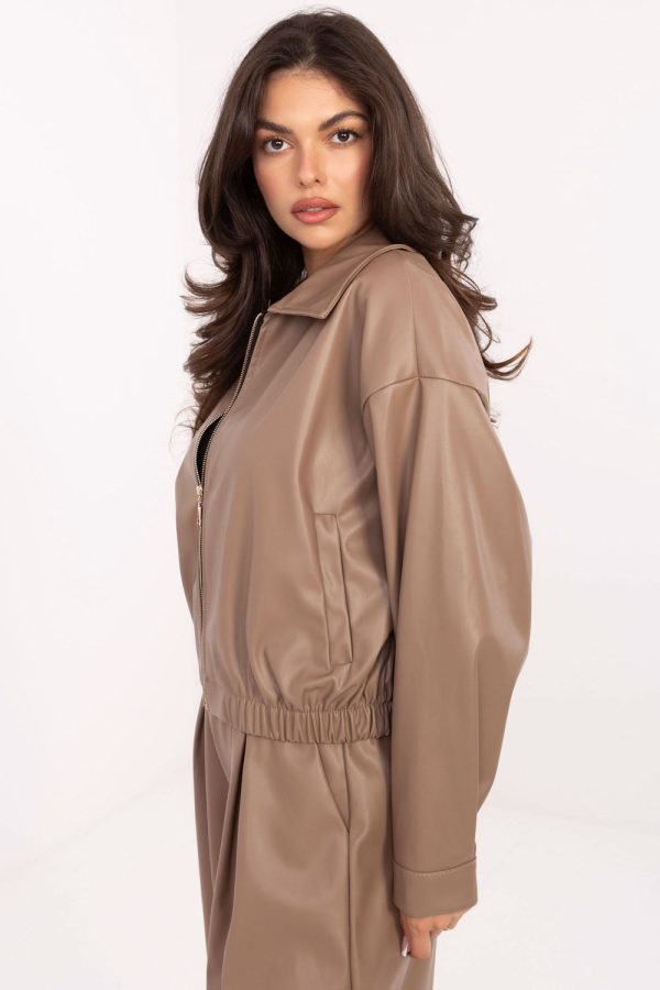 Beige Jacket in Women`s Coats, Jackets with Polyurethane and Polyester