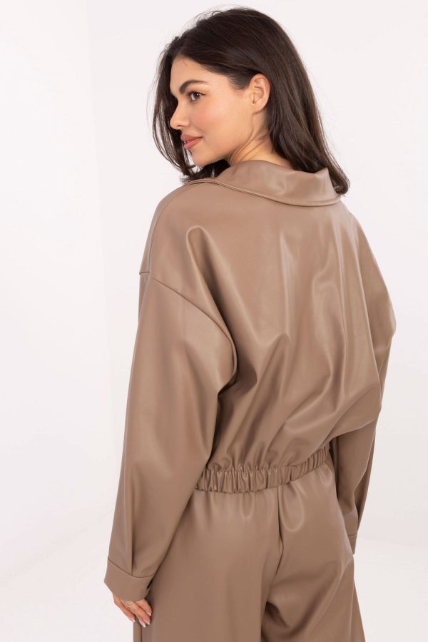 Beige Jacket in Women`s Coats, Jackets with Polyurethane and Polyester