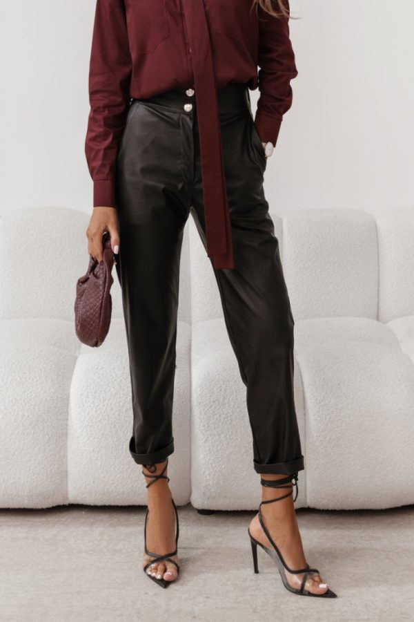 Black Women Trousers in Pants, Trousers, Shorts with Spandex and Polyester