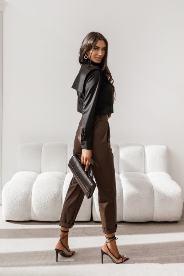Black Long Sleeve Shirt in Shirts For Women with Cotton and Spandex