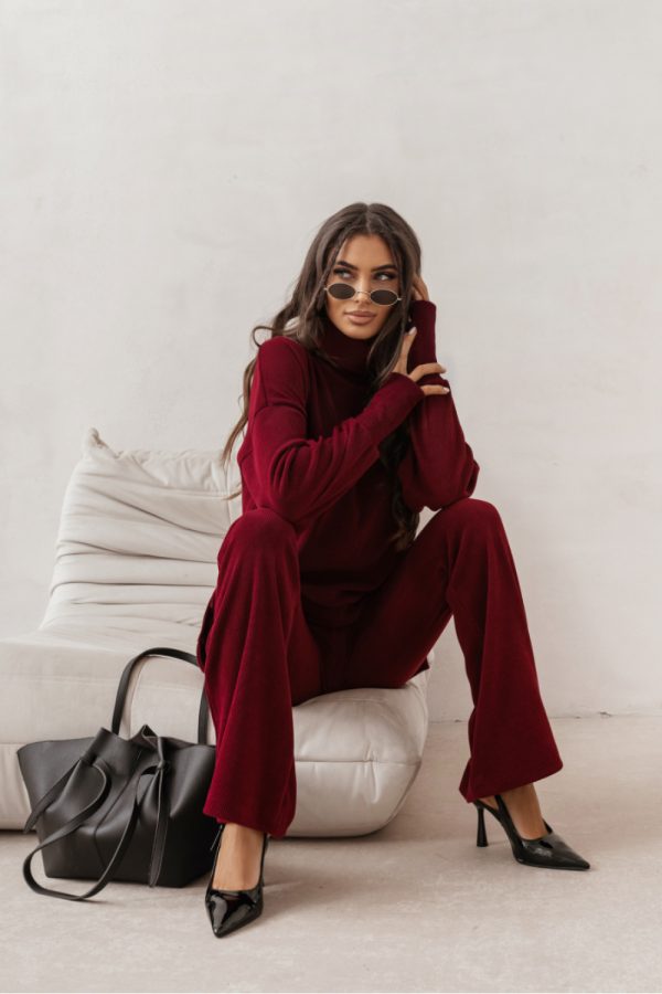 Red Set in Pants, Trousers, Shorts with Polyester and Viscose